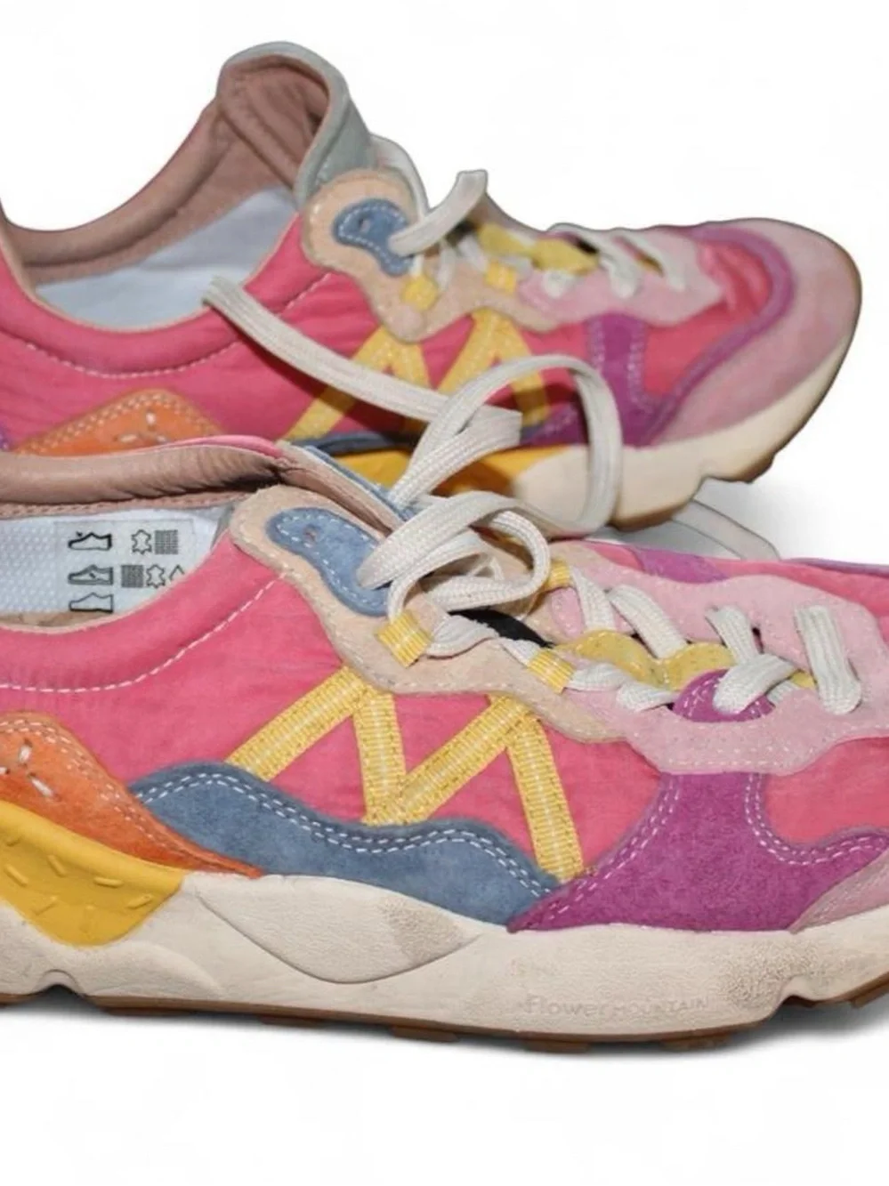 Women's Pink Multicolor Suede Athletic Sneakers